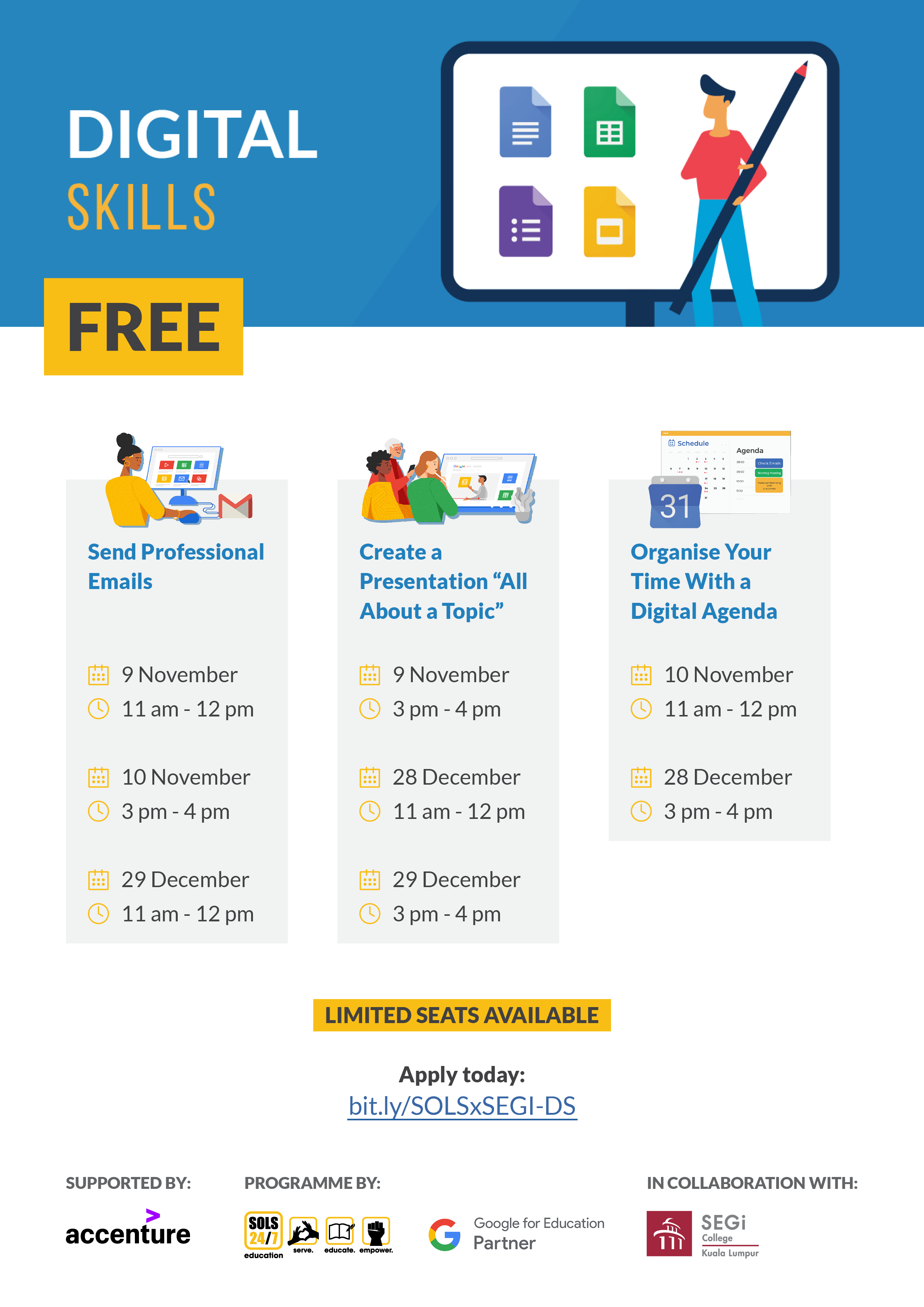 SOLS Education Poster on Digital Skills Workshops