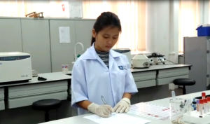 A Student Conducting an MLT blood group test